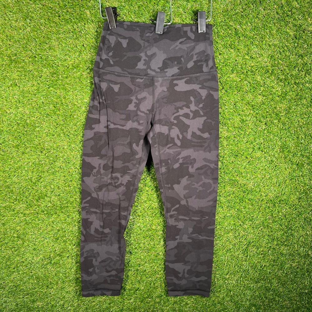 Lululemon Align High-Rise Crop Leggings Black Charcoal Camo Size 4 21 Inseam